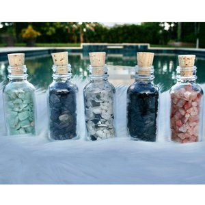 SET Gemstone Bottle  Set BIG 30 Ml | Crysal Chips Bottle | Tourmaline | Sunstone